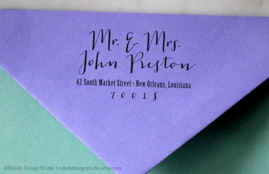 Wedding - Calligraphy Return Address Stamp 126 - Personalized Wedding Stamp, Custom Personalized Couple Stamp, Gift for Newlyweds