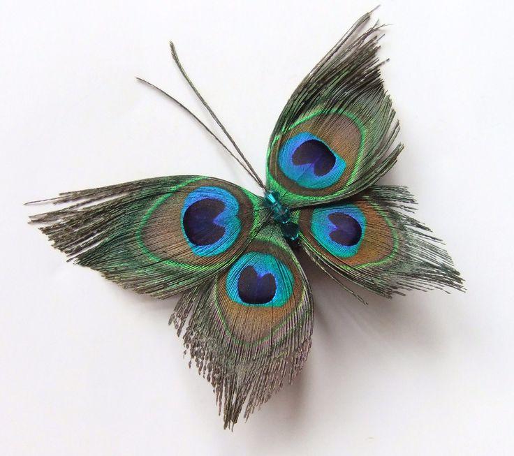Свадьба - Butterfly Peacock Wedding Hair Clip Accessory, Peacock Feather Fascinator Hair Piece, Peacock Feather Hair Accessories, Butterfly Hair Clip