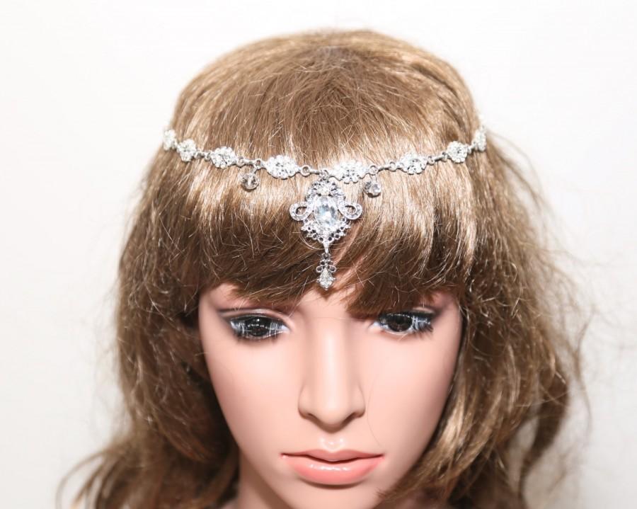 Hochzeit - Rhinestone Bridal Hair Chains, Draping Crystal Head Chains, Headpiece, Crystal Art Deco, Wedding Headpiece, Boho headpiece