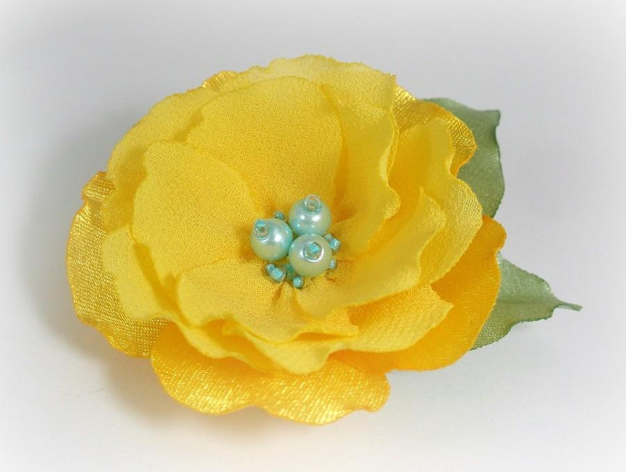 Wedding - Yellow Flower Pin Or Hair Clip
