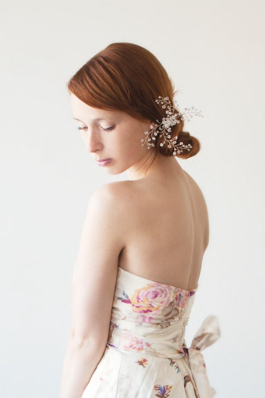 Hochzeit - Bridal Hair pin, Wedding hair pin, Swarovski crystal, Crystal Bridal Hair pin, Nature Inspired Hair Pin, Wedding Accessory - Pure