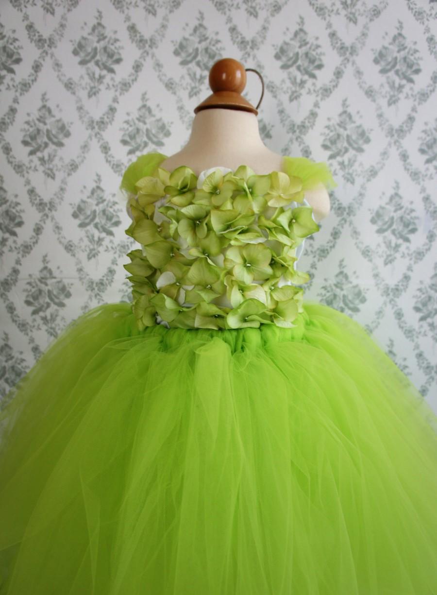 Hochzeit - Flower girl dress Apple Green tutu dress, flower top, baby tutu dress, toddler tutu dress
