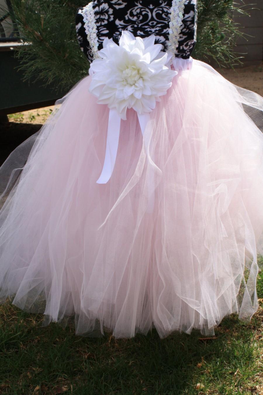 Wedding - Pink Flower girl dress "Cotton Candy" Weddings, easter, photoprop, birthday, pageant SEWN tutu, tulle dress