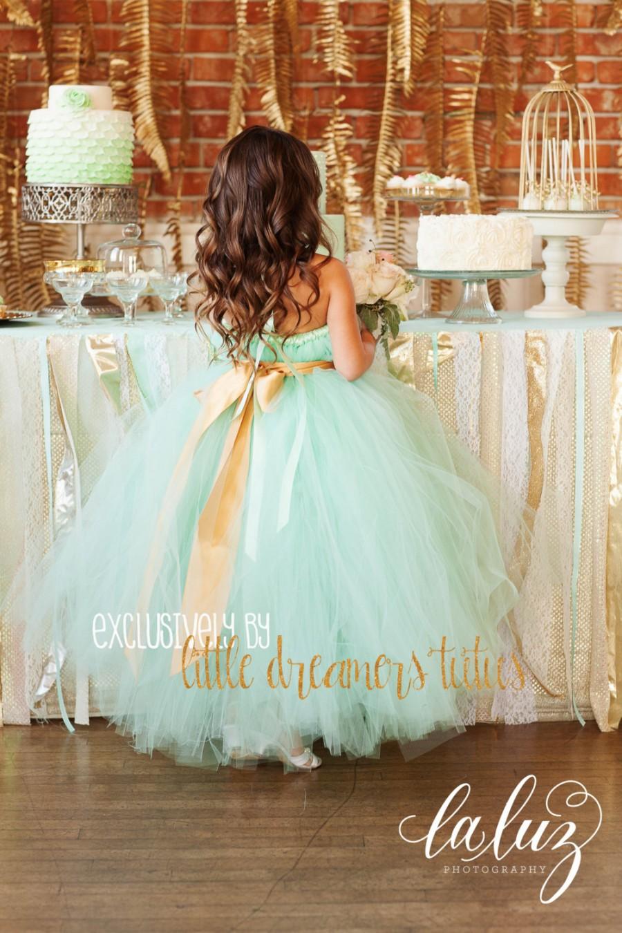 Hochzeit - Mint Green Flower Girl Tutu Dress