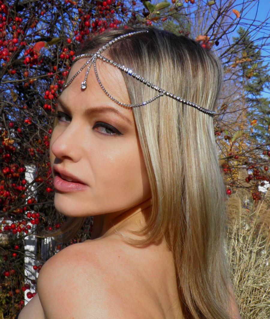 Hochzeit - Wedding Headpiece, Goddess Headpiece, Chain Gold Headpiece Bridal BOHO Bohemian Headpiece Hippie Hair jewelry Silver