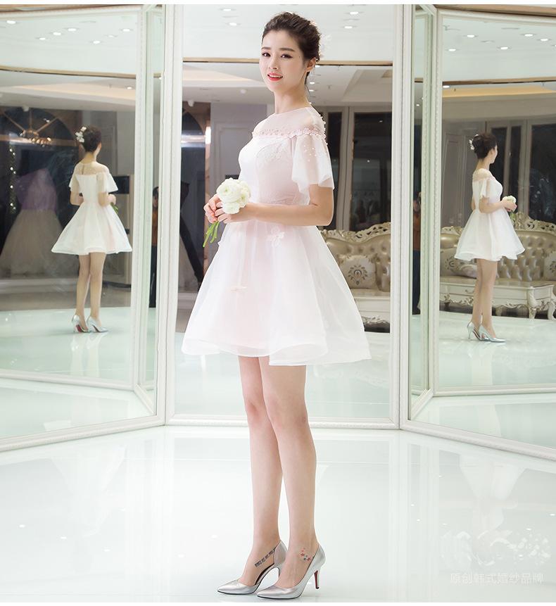 زفاف - 2016 Cute Fashion Short Sleeves Pink A Line Party Bridesmaid Homecoming Cocktail Prom Dresses For Weddings