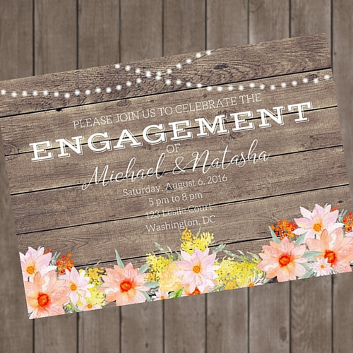 Свадьба - Rustic Engagement Party Invitation Printable