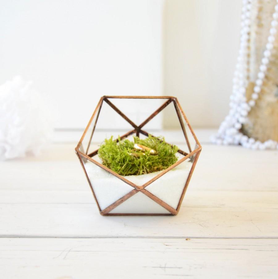 Mariage - Wedding Ring Holder - Wedding Ring Box - Mini Glass Geometric Box