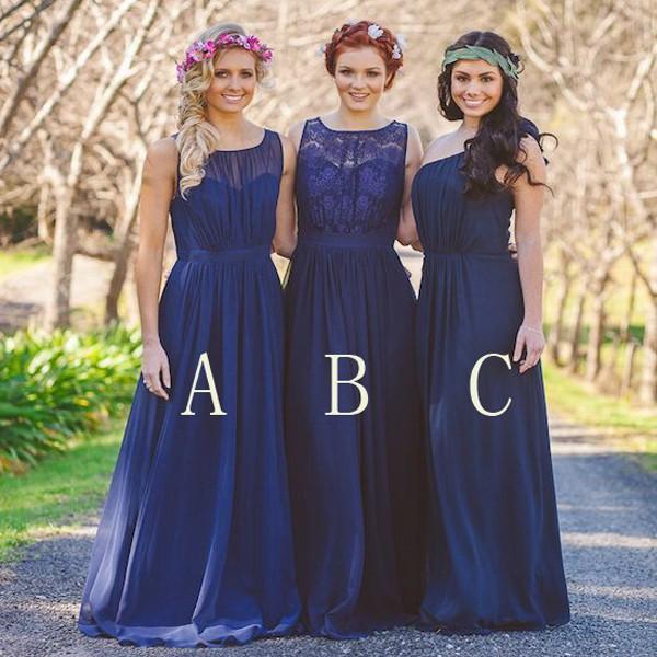 زفاف - Beautiful Royal Blue Floor Length Bridesmaid Dresses Wedding Party
