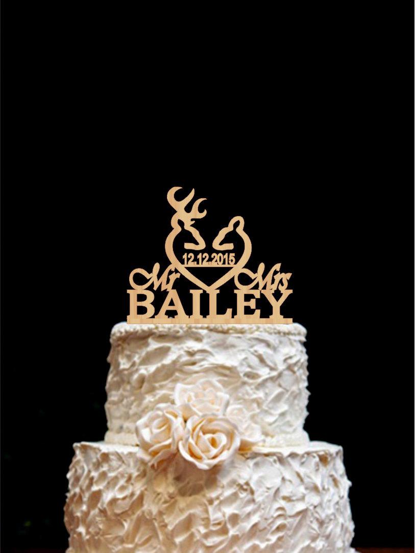 زفاف - Rustic Wedding Cake Topper Deer Wedding Cake Topper Mr Mrs Deer Cake Topper
