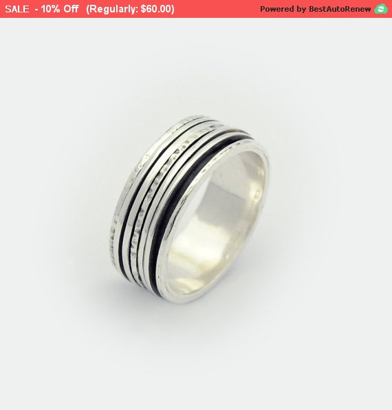 زفاف - Spinner Ring Oxidized Base, Meditation band, Silver wedding rings, Worry ring, Anxiety ring, Simple Spinner ring, Sterling Silver Ring MR887