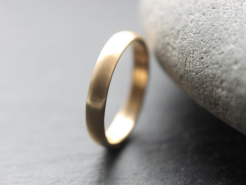 زفاف - 9ct Yellow Gold Wedding Ring, Womens Wedding Band, 3mm, Half-Round Profile, Brushed Finish, Custom Size