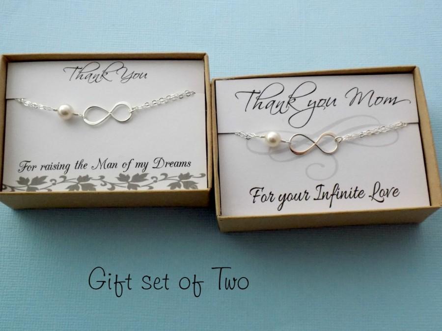 Mariage - Mother of the bride and mother of the groom infinity bracelet gift set thank you mom infinity bracelet eternity bracelet mothers Day mom