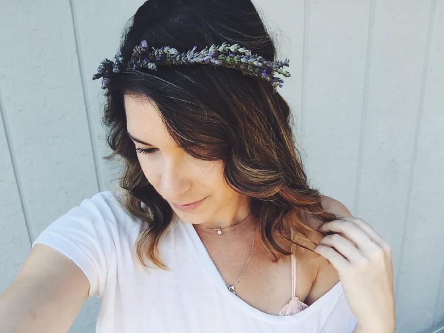زفاف - Lovely Little Lavender Crown-  lavender Flower Crown, fresh flowercrown, real flower crown, dried flower crown, floral headband