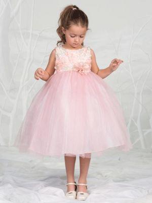 Wedding - Pink Tulle Skirt Dress With Floral Top And Pin On Flower