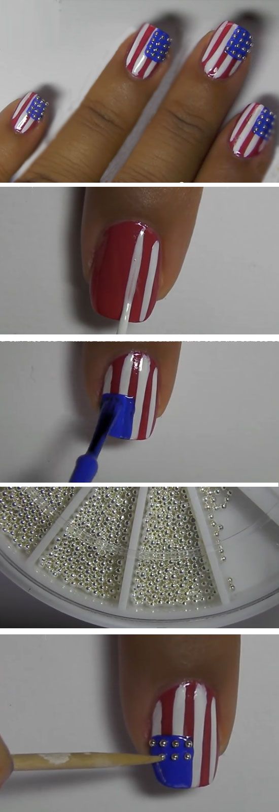 Hochzeit - 17 Easy DIY 4th Of July Nail Art Designs For Short Nails