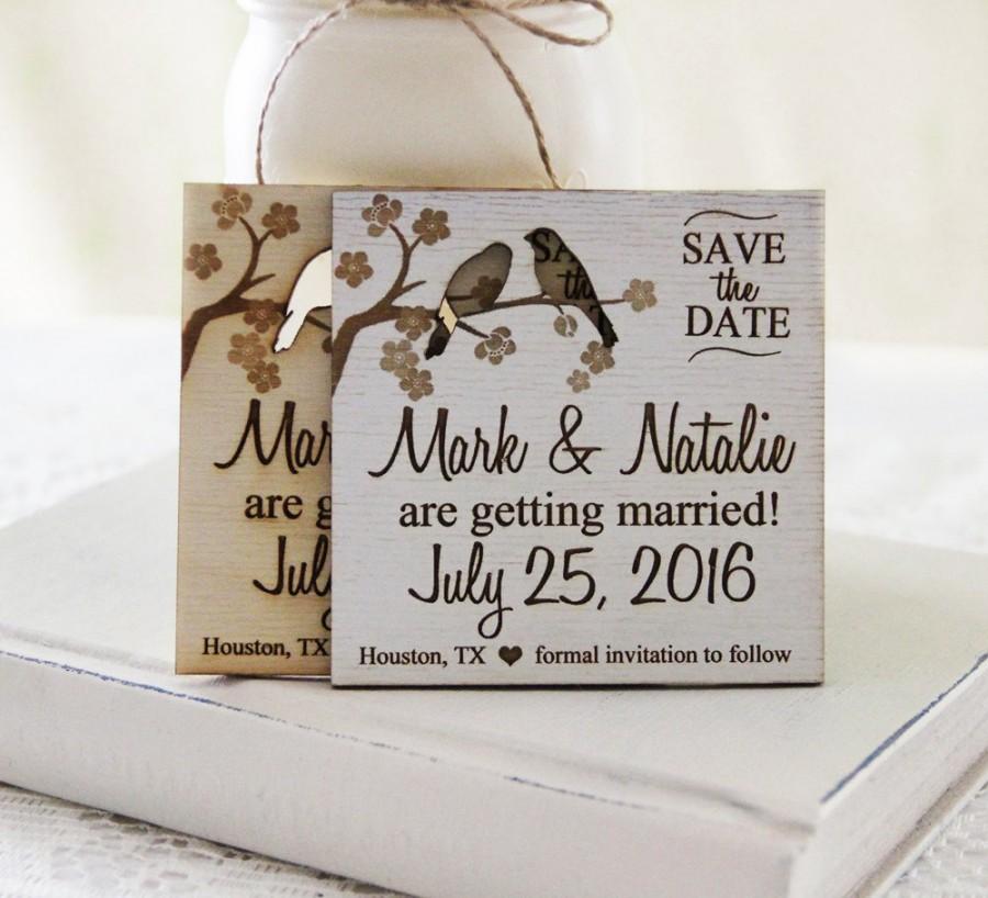 Mariage - Spring Save the Date Magnet, Wedding Announcement, Wood Save the Date, Rustic Spring Wedding Announcement, Lovebird Save The Dates