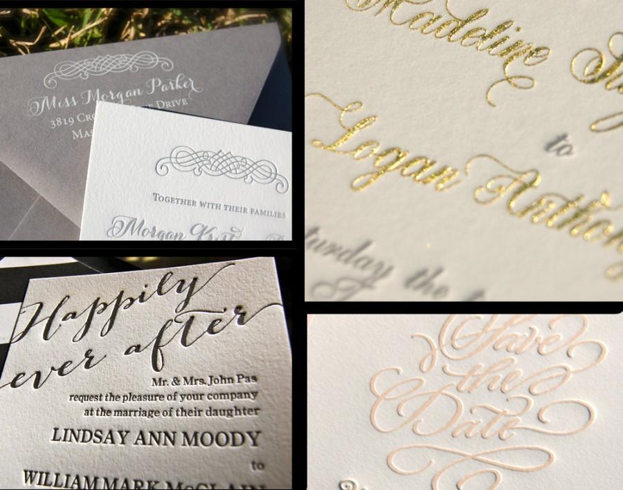 Свадьба - SAMPLE Letterpress Wedding Invitations
