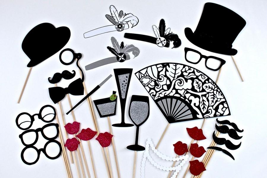 Wedding - 20s Photo Booth Props - 1920s Great Gatsby Inspired Wedding Photobooth Prop