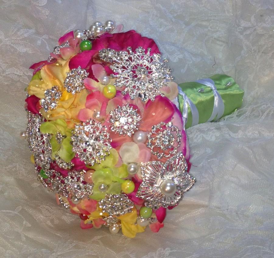 Wedding - Fabulous Spring Floral Brooch Bouquet, Ready to Ship, Full Price