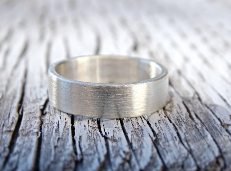Wedding - mens wedding band silver, flat band silver ring, modern wedding ring, cool men ring, personalized mens ring silver, mens engagement ring