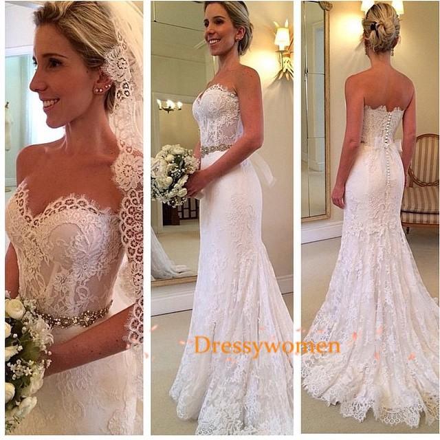 Mariage - A-line Sweetheart Elegant Style Vintage Lace Wedding Dresses with Beading