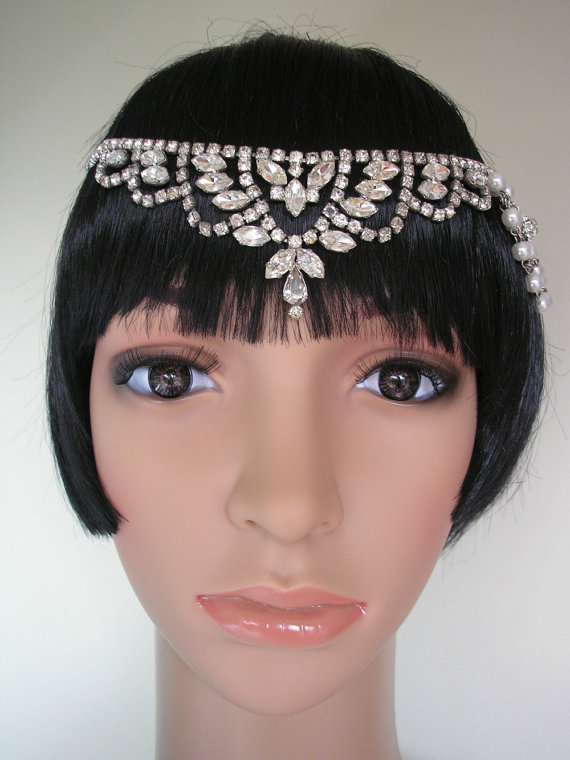 Свадьба - Great Gatsby Headpiece, Art Deco Headband, Art Deco Hair Accessories, Rhinestone Headband, Wedding Tikka , 1920s Bridal Jewelry, Diamante