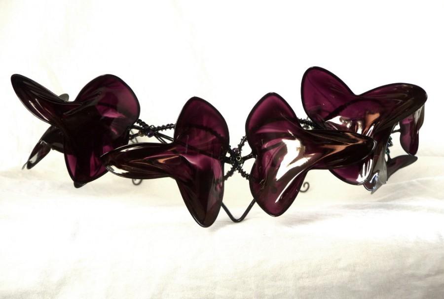 Hochzeit - Gothic crown in black and purple, Purple crown, Black crown, Gothic crown, Gothic wedding accessory, Leaf crown, Ivy crown, Bridal crown