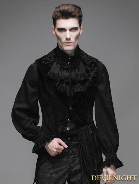 زفاف - Black Swallow Tail Gothic Waistcoat for Men