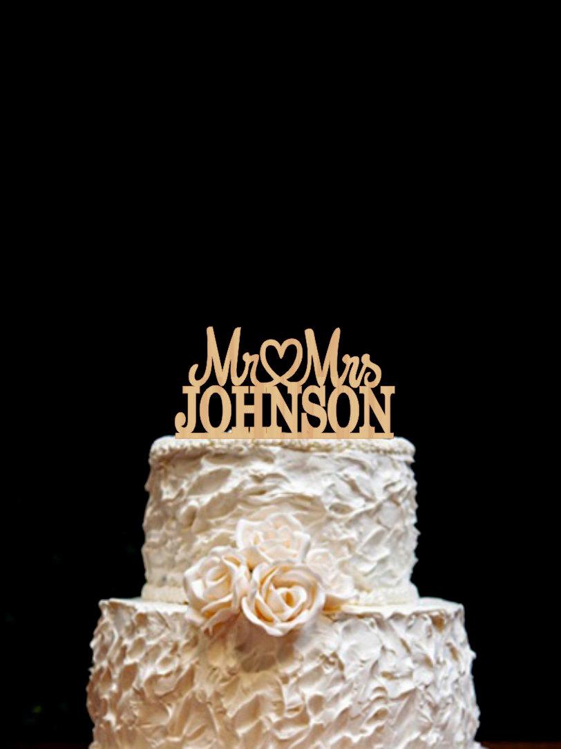 Mariage - Wood Cake Topper Mr Mrs Wedding Cake Topper Last Name Personalized Cake Topper