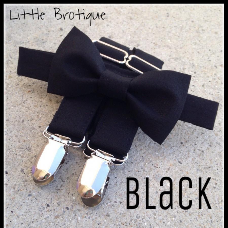 Hochzeit - Black Bow Tie and Suspender Set for men, boys, toddlers, and babies. Sent 3-5 days after you order