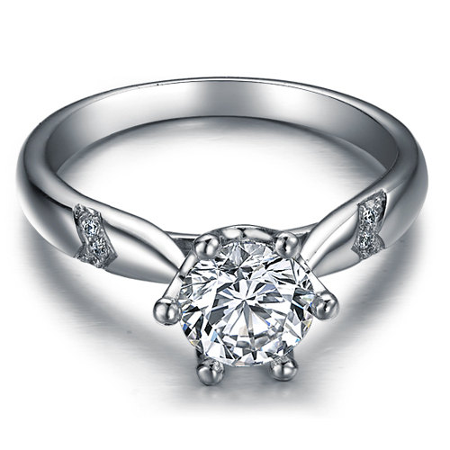 زفاف - Round Cut Forever Brilliant Moissanite Engagement Ring and Diamond Platinum Ring