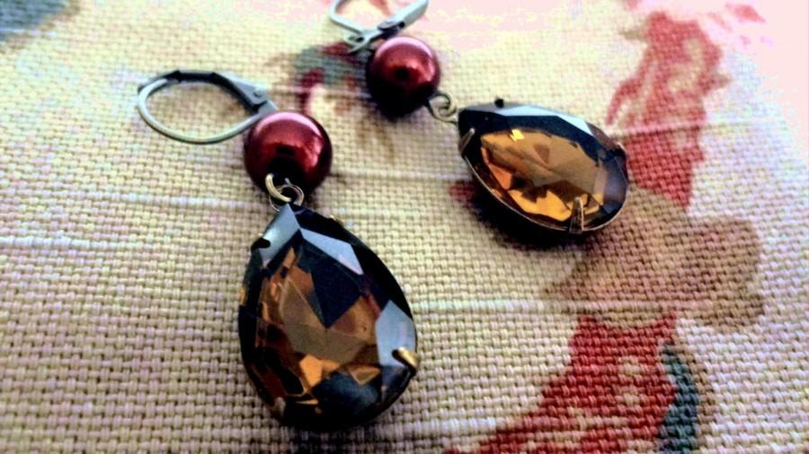 Hochzeit - Smoky Topaz, Gypsy Boho Earrings, Estate Style Earrings, Victorian Earrings, Steampunk Earrings, Pearl Earrings, Topaz Earrings