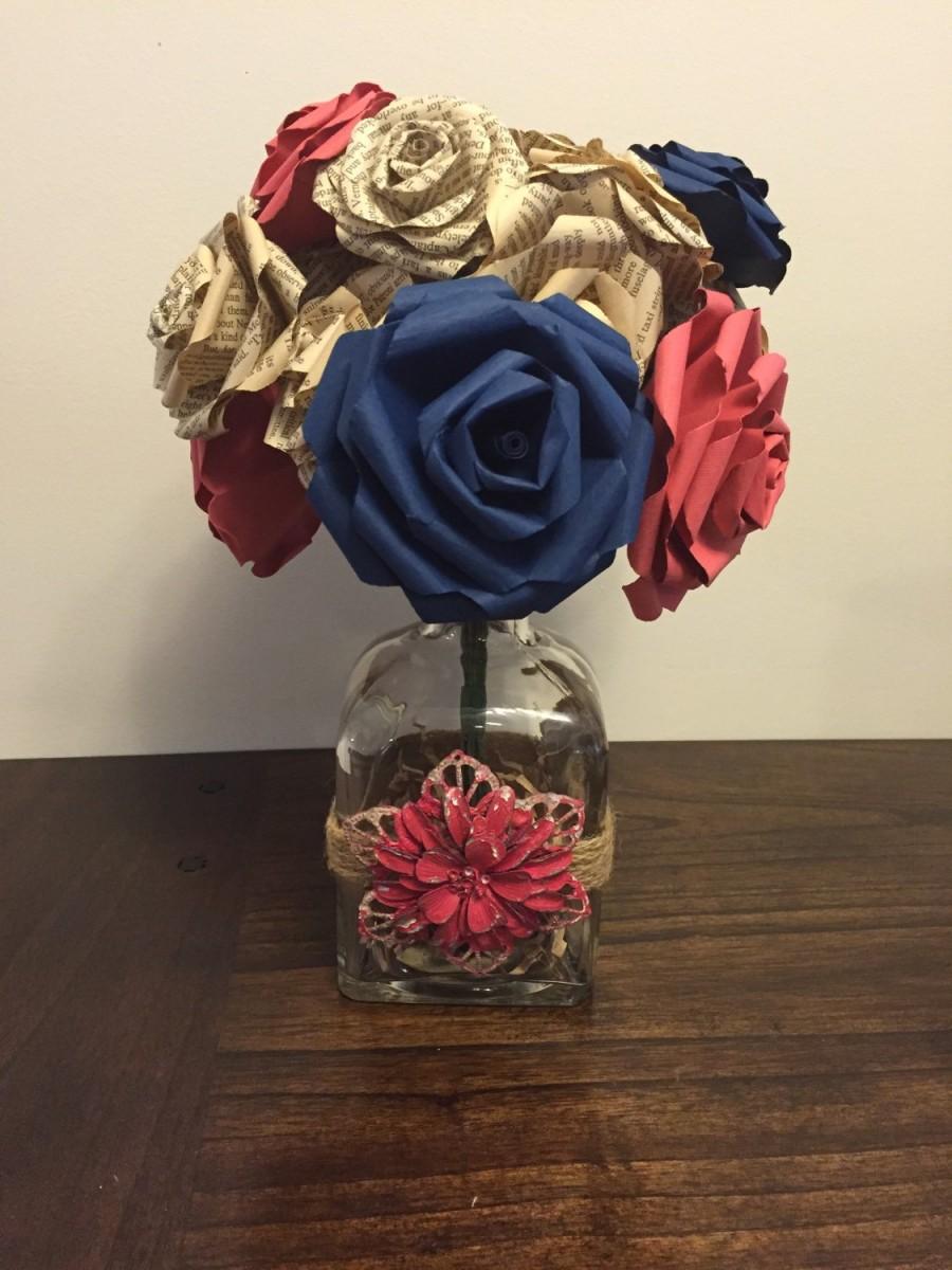 Mariage - Paper flower bouquet, paper flowers, bouquet, paper roses, roses, wedding