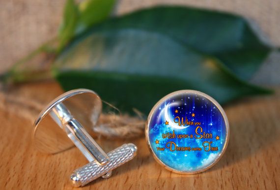 Mariage - When You Wish Upon A Star You Dreams Come True Cufflinks, Wish Upon A Star Cuff Links, Men Gift, Wedding, Grooms, Husband Gift