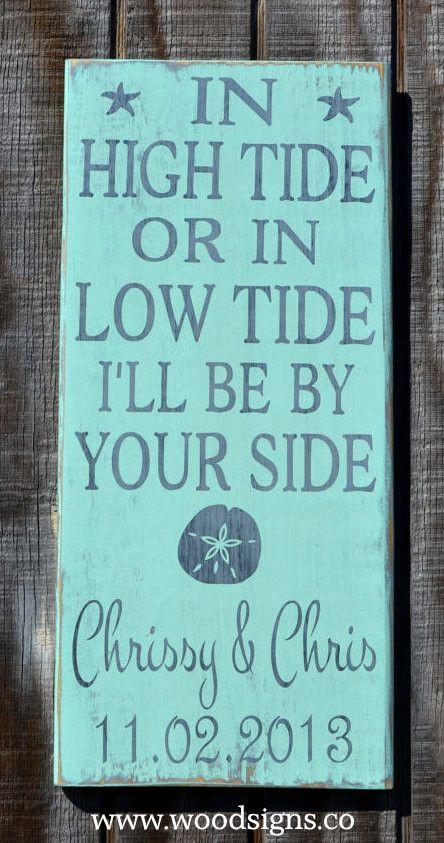 Mariage - Beach Sign High Tide Sign Nautical Anchor Wedding Decor In High Tide Or Low Tide Husband Wife Master Bedroom Signs Weddings Anniversary Christmas Gift