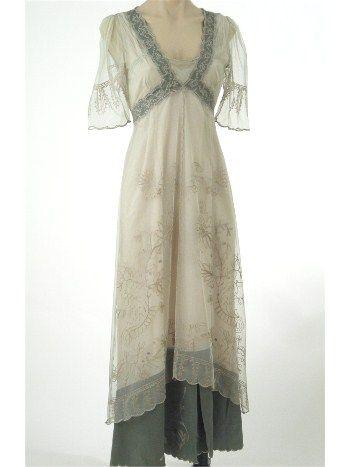 زفاف - Nataya Sage Embroidered Tulle Downton Abbey Tea Dress/Gown