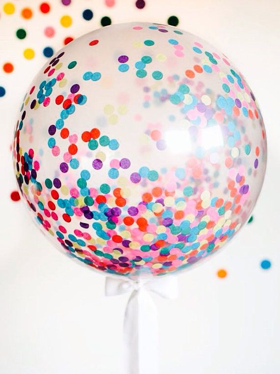 Wedding - Giant Confetti Balloon 36" / Weddings / Birthday Party / Baby Shower / 3 Foot Balloon / Tassel Tail / Frill Balloon