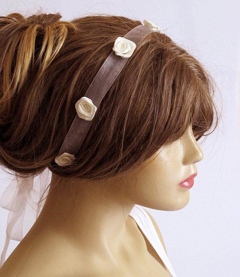 Hochzeit - Bridal  Flowers Headband, ivory Hairband, Wedding, Head Piece, Bridal hair, Bridesmaid Accessory, Flower, Headpiece, Hair accessory