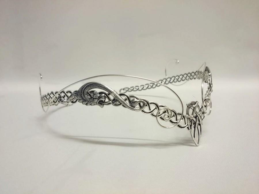 Свадьба - Medieval elven Pagan Viking crown tiara silver circlet headpiece tiara celtic Dragon Arwen Galadriel larp