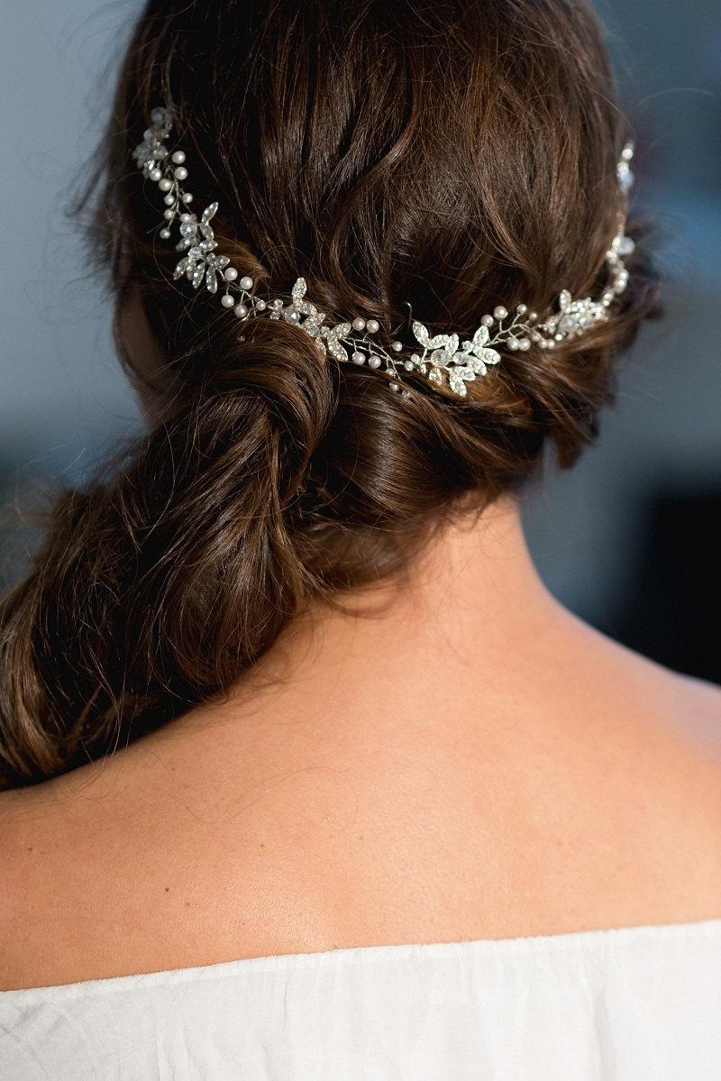 Mariage - Bridal leaf head piece with swarovski peals and crystals, Bridal hair vine, Bridal hair piece,  Bridal wreath