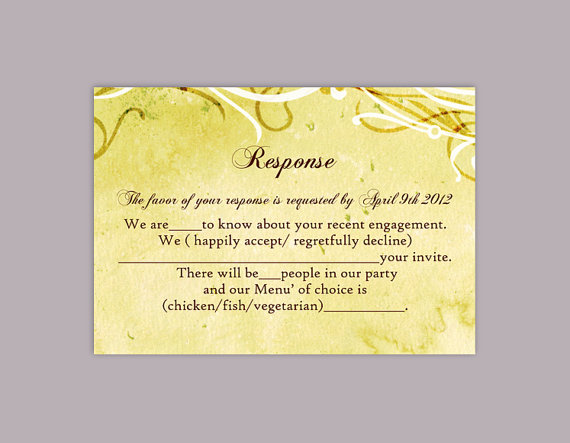Свадьба - DIY Rustic Wedding RSVP Template Editable Word File Instant Download Rsvp Template Printable RSVP Card Gold Rsvp Yellow Rsvp Vintage Rsvp