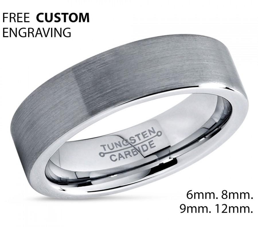 زفاف - Men's Wedding Band Brushed Tungsten Carbide Unique Mens Wedding Band Mens Wedding Ring Tungsten Ring Man Wedding Band 6mm Wedding Band Ring