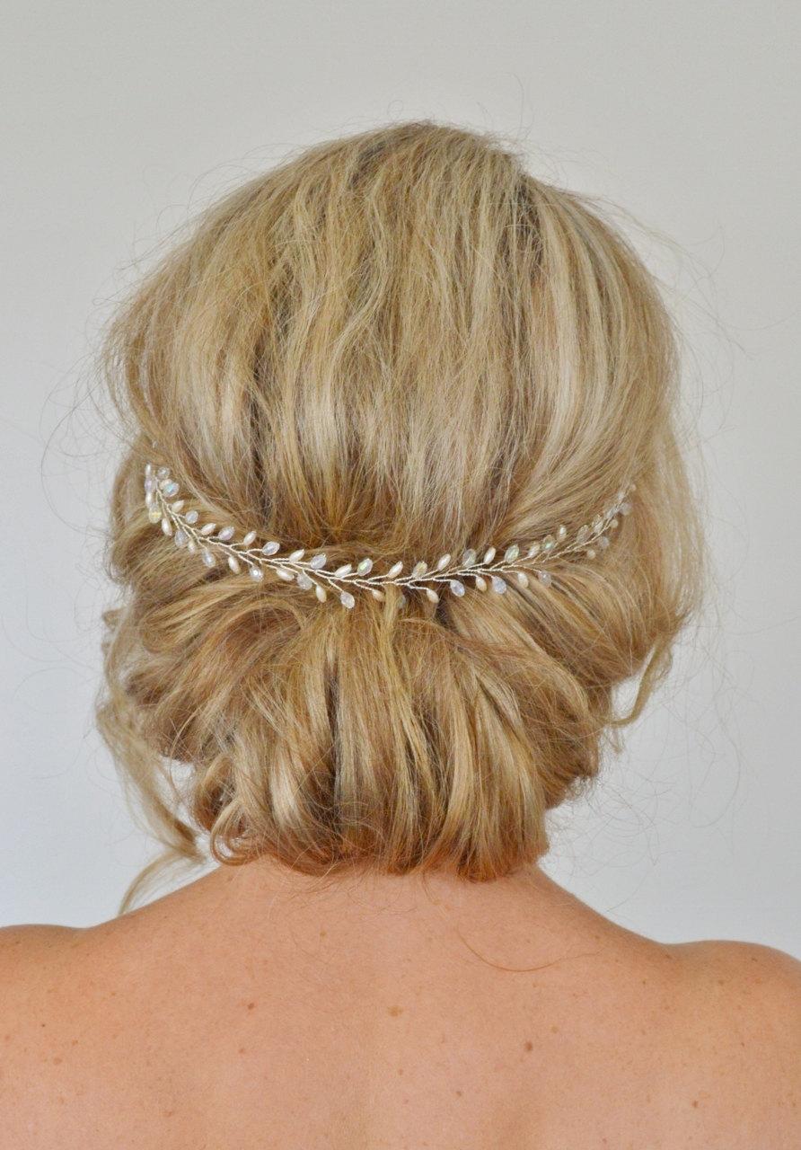 زفاف - Bridal Hair Vine,Wedding Hair Vine,Pearl Crystal Hair Vine, Fern Leaf Head Piece, Bridal Hair Accessories,Bridal Headband, Wedding Headband