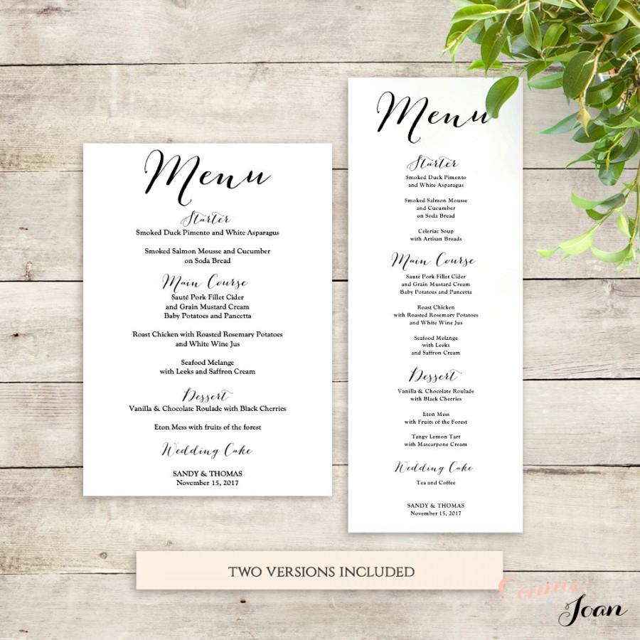 زفاف - Wedding menu template printable Menu template 