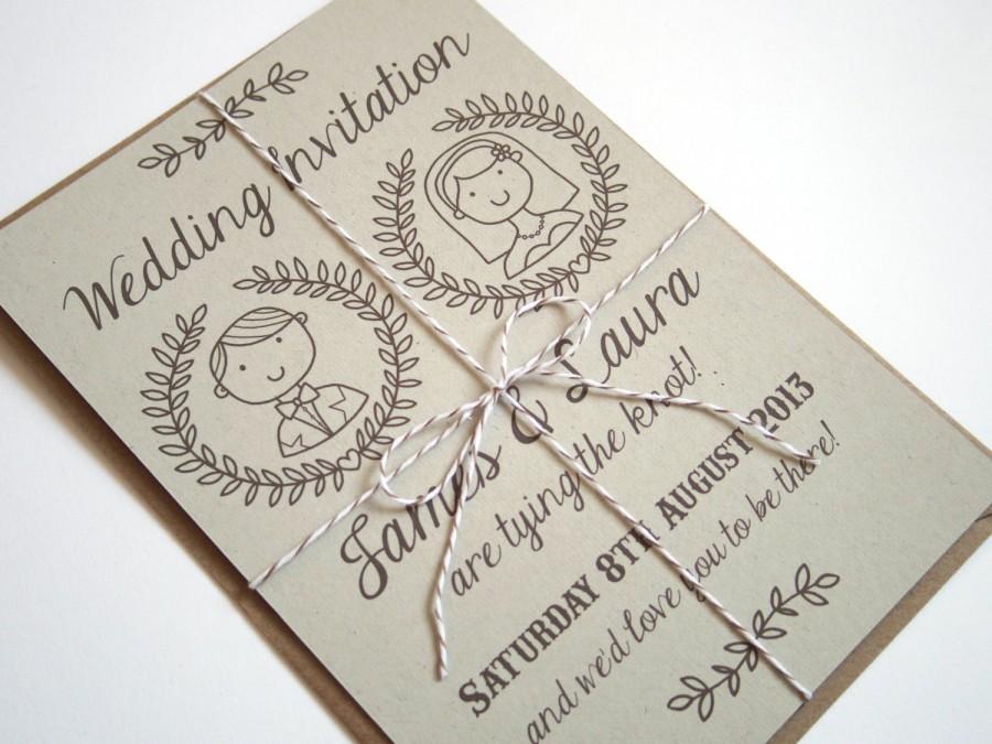 Mariage - Country Couple - Personalised Illustrated Wedding Invitation SAMPLE