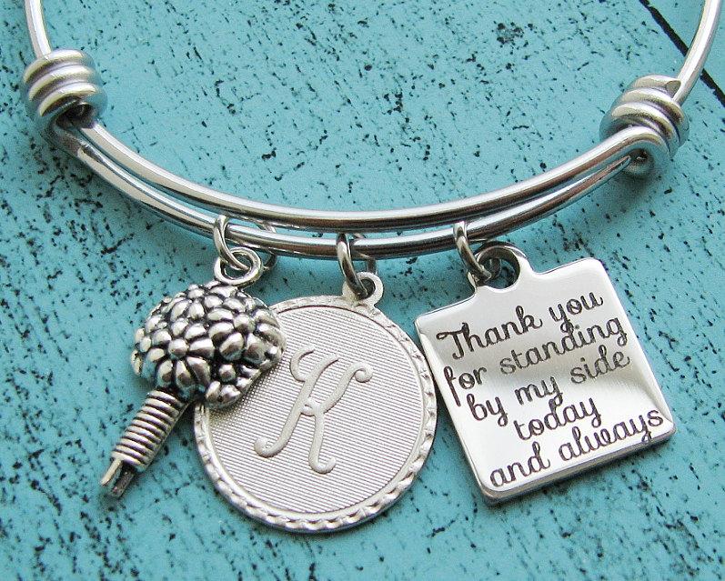 Mariage - bridesmaid gift, personalized bridesmaid jewelry, wedding gift, bridesmaid bracelet, bridal gift bracelet, Thank you for standing by my side