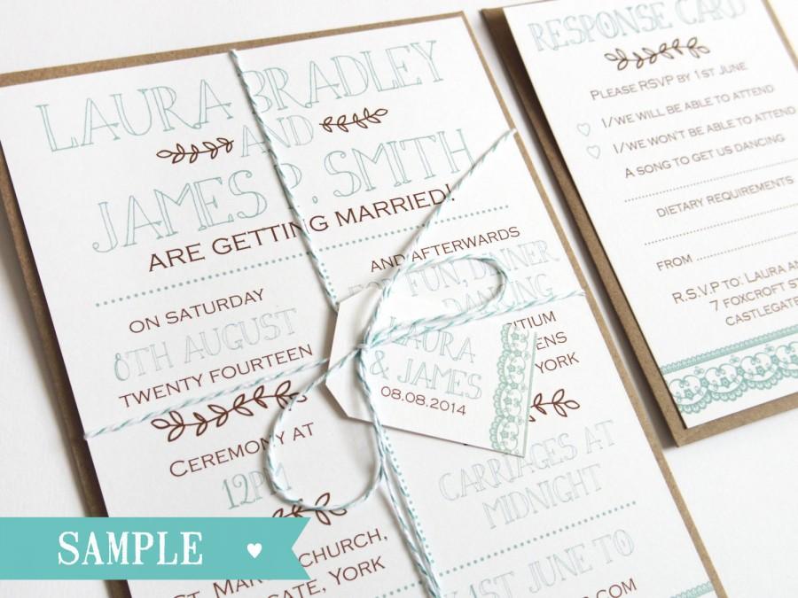 Mariage - Country Lace Wedding Invitation Rustic Wedding - SAMPLE