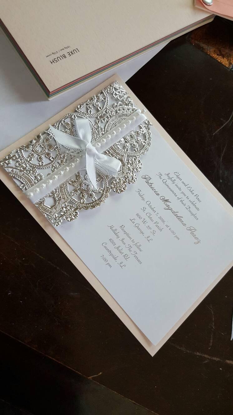 زفاف - Doily invitation, elegant doily invite