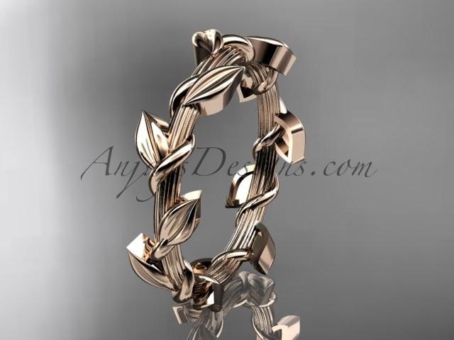 Свадьба - Unique 14kt rose gold leaf and vine wedding ring ADLR248G